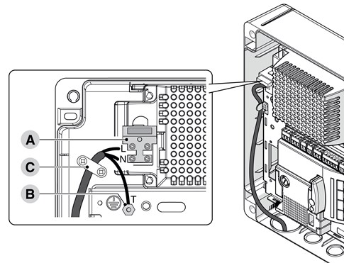 Raccordement de l’alimentation NICE MC424LR10