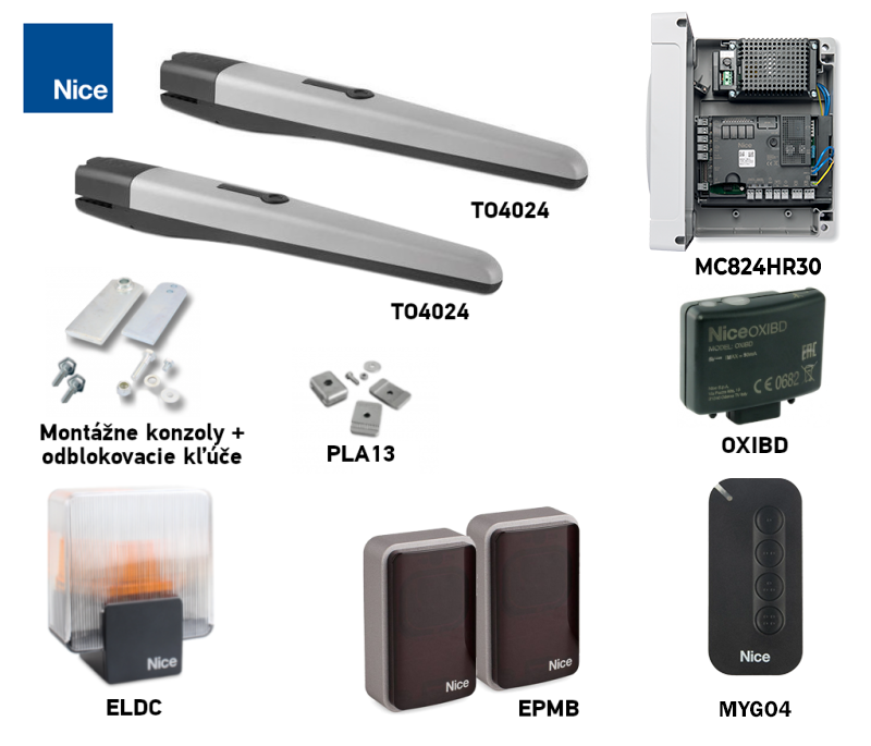 Kit di automazione NICE Toona 4 TO4024 con accessori