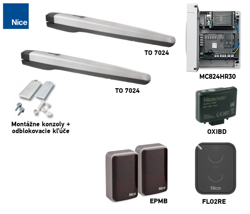 Kit automazione NICE Toona 7 TO7024 con fotocellule Kit automazione NICE Toona 7 TO7024 con fotocellule